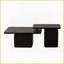 Ensemble de 2 tables basses carrées Vintage Wood-Grain - noires, peu encombrantes Facile à nettoyer pour le salon