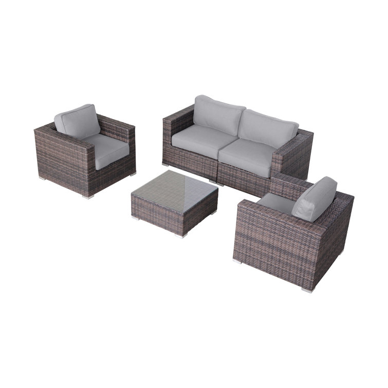 Ahmirah Fully Assembled 4 Piece Rattan Sofa Seating Group with Cushions