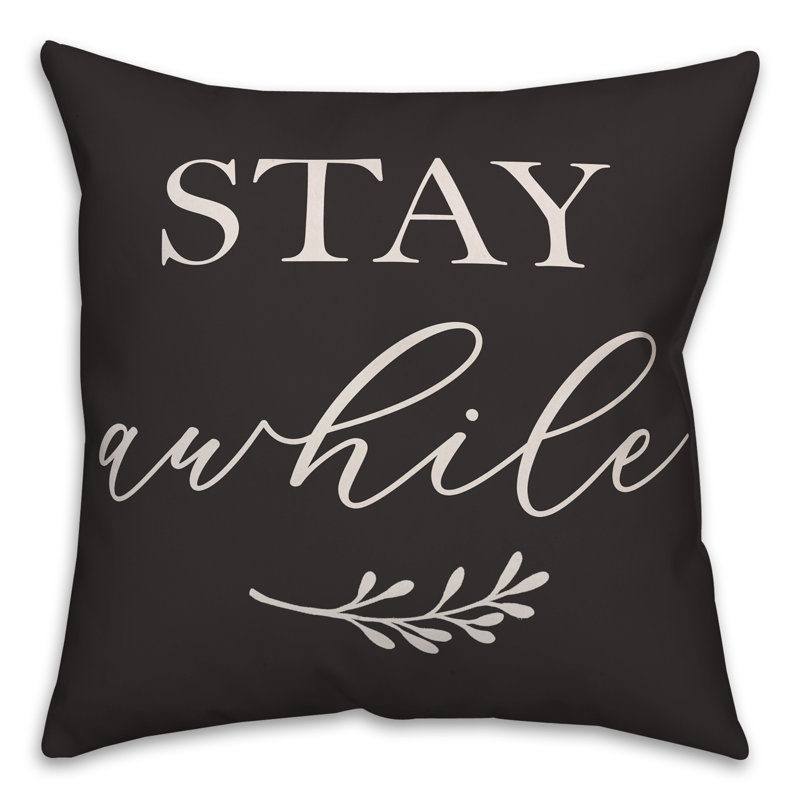 Housse de coussin décoratif carrée « stay some », Noir
