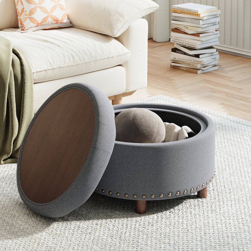 Repose-pieds de rangement surdimensionné 25 po, Gris foncé