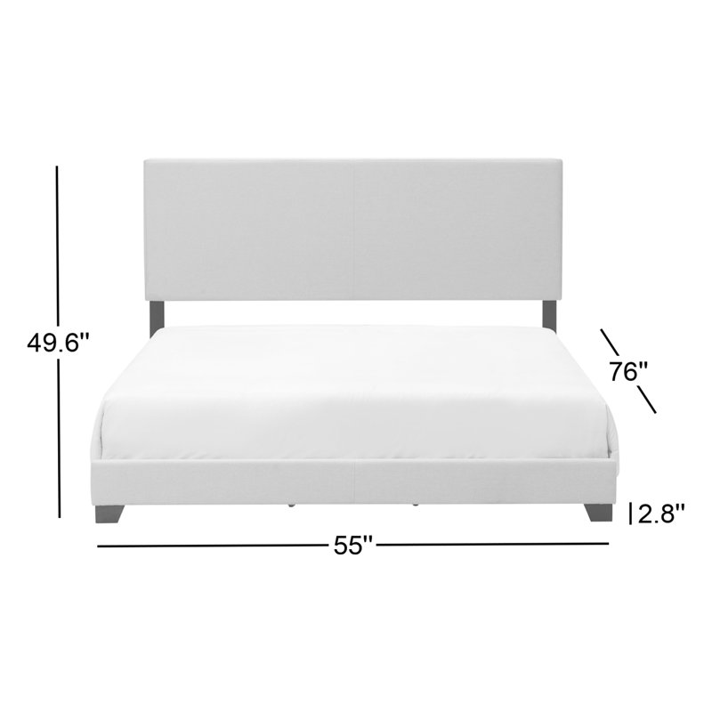 Lit tapissier standard à profil bas Beckville, Double, Gris chaleureux