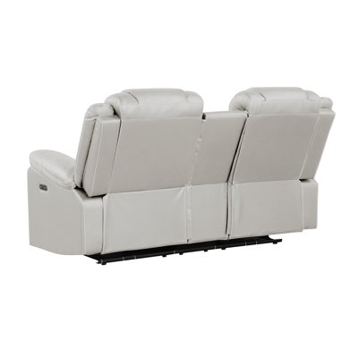 Fauteuil inclinable électrique moderne et contemporain 2 pièces (canapé + causeuse) avec fauteuil et porte-gobelets avec console et haut-parleurs Bluetooth de couleur beige de la collection Défi