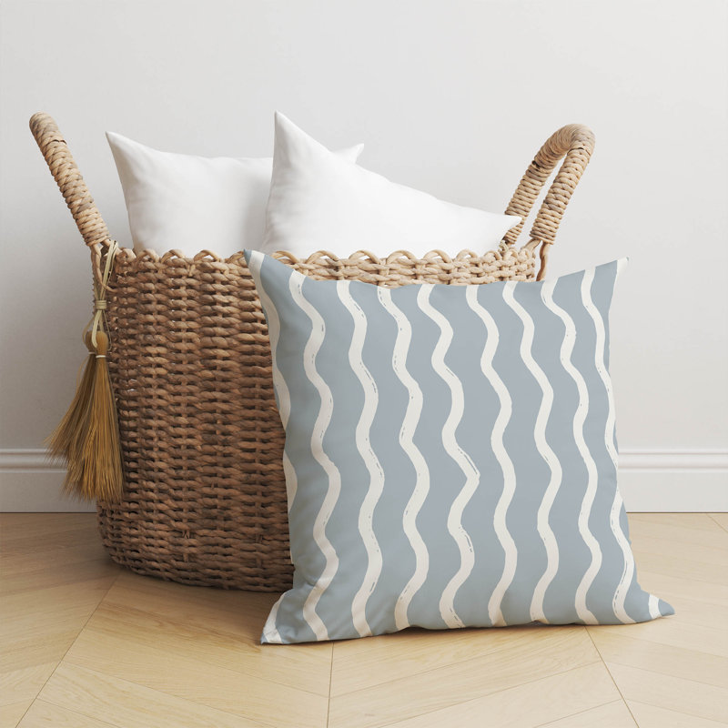 Coussin Wiggle Row, H 20 po x l 20 po, Bleu ardoise / bleu