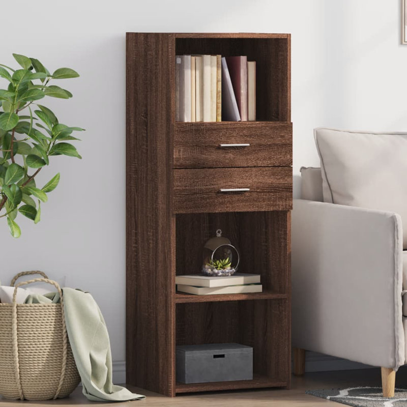 Shanesia 124 cm H x 45 cm W Bookcase, Brown Oak