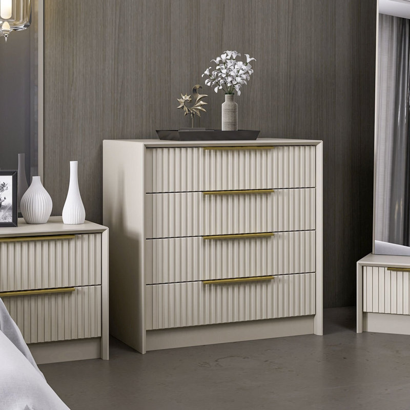 Commode moderne de couleur pierre avec de nombreuses tablettes, 28,3 po x 30,3 po x 17,7 po | 100% panneau de particules enduit de mélamine, épaisseur: 0,7 pouce | Solution de rangement élégante pour la chambre à coucher et le salon, design durable e