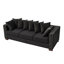 Velours à 3 places en noir avec un design moderne, des accoudoirs carrés argentés, une expérience d'assise confortable, des housses amovibles et une décoration sous les bras sous les bras de rangement, des sièges en mousse à ressorts, un coussin lavable-881514687