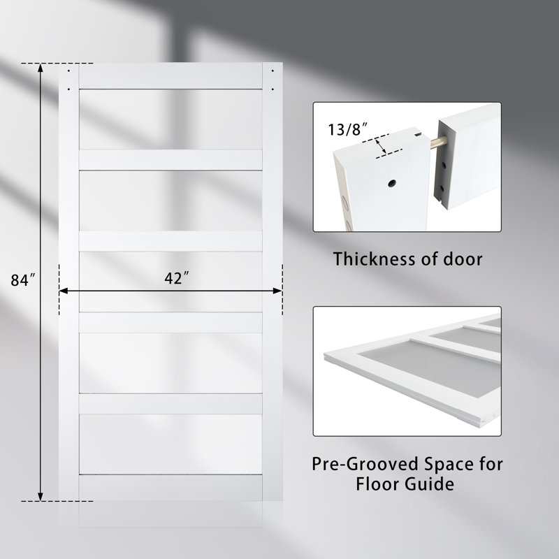 30'' x 84'' Solid + Manufactured Wood Gloss with Installation Hardware Kit Barn Door, 42'' x 84''