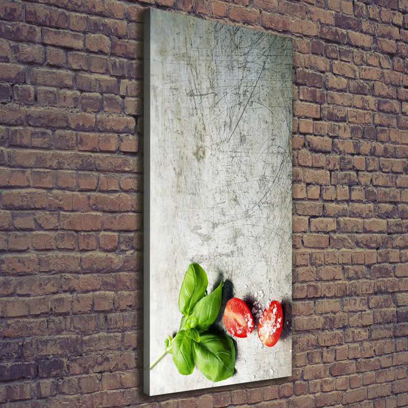 Tomatoes And Basil - Wrapped Canvas Print