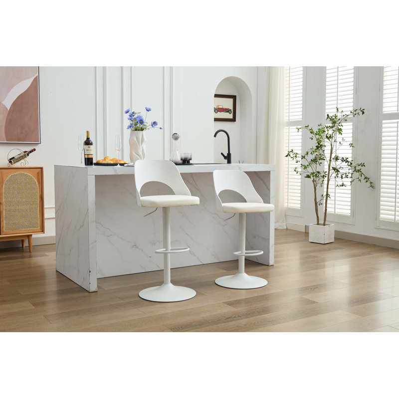 Bar Stools Set of 2 Modern BrownPU Counter Height Barstool, High Padded Swivel Adjustable Barstools with Back for Bar Counter and Kitchen Island