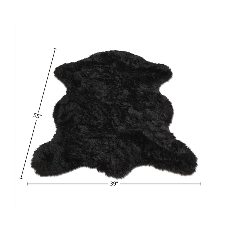 Shag Faux Fur Black Bear Washable Area Rug, Novelty 3'3" x 4'7"