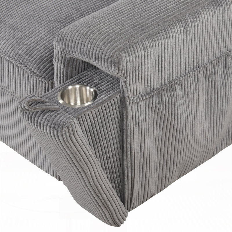 Canapé à accoudoirs carrés 96,1 po Kat, Velours côtelé gris