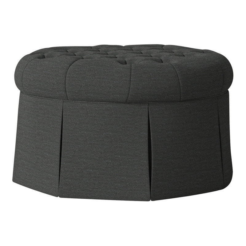 Repose-pieds cocktail capitonné rond 35 po Alma, Perigold Ishi anthracite