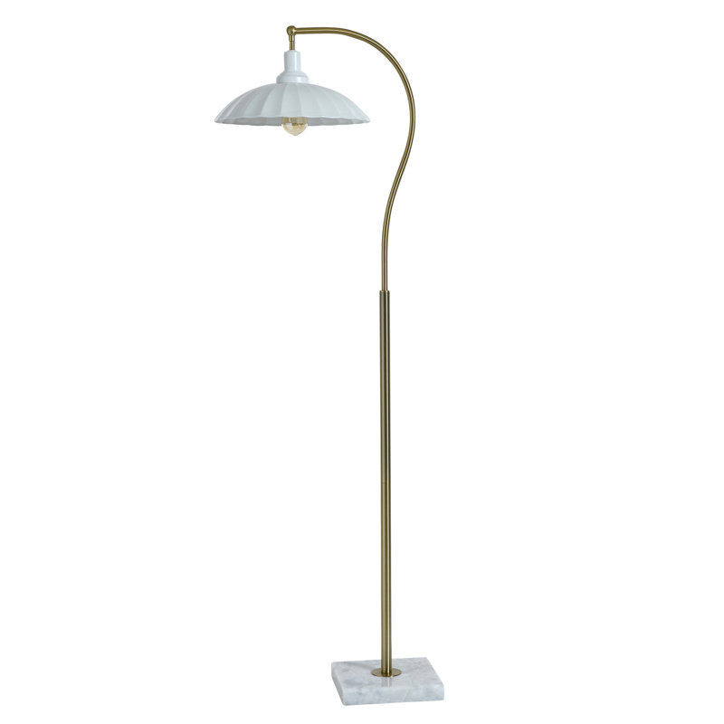 Tamara Day for Stylecraft Penelope Floor Lamp - Marble & Polished Brass, Glossy White