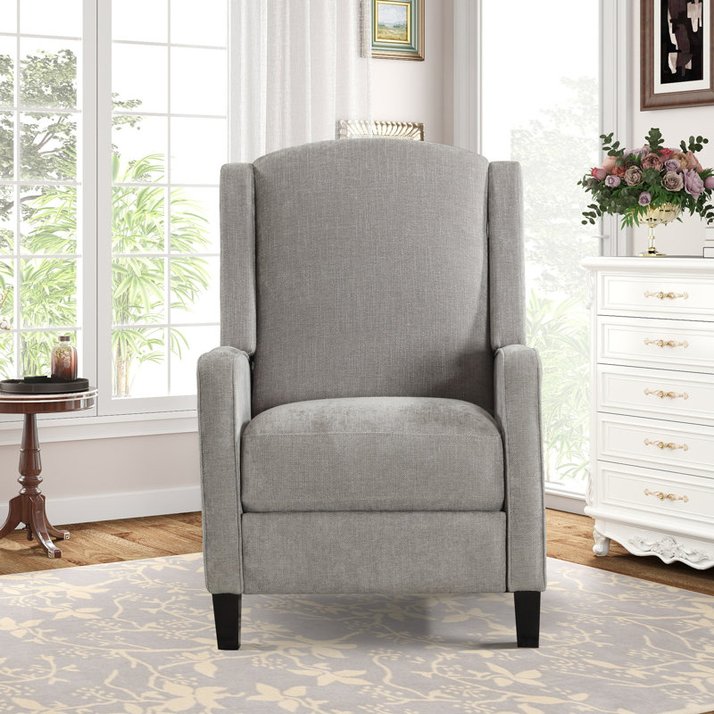 Teneke 27.9" W 3-Position Foam and Cotton Recliner with Wood Leg, Grey