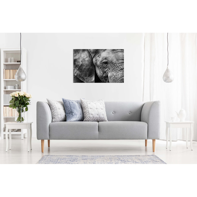 Old Elephant Close Up - Wrapped Canvas Art Prints, 31cm H x 46cm W