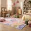 Tapis à motif floral rose / mauve pour enfant de 5 pi x 8 pi (5 pi 3 po x 7 pi 7 po) Branch Branch Bloom-1003457348