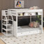 Lit superposé convertible flexible en bois pleine grandeur avec escalier de rangement, table d'appoint et 3 tiroirs-1363397927