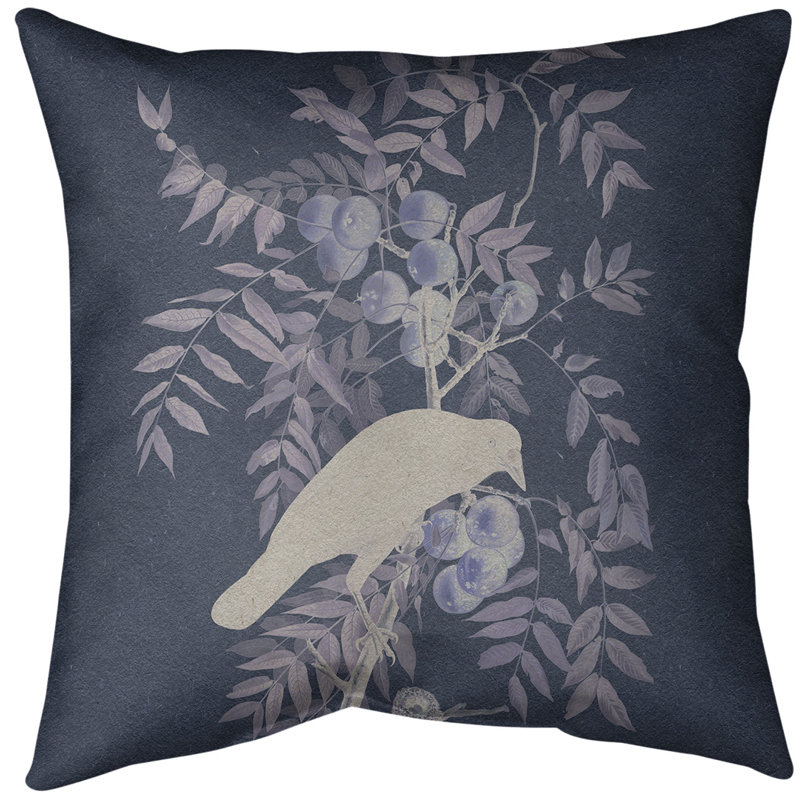 Coussin en oiseau américain american, 20 po x 20 po, Bleu marine/blanc, Sergé de coton
