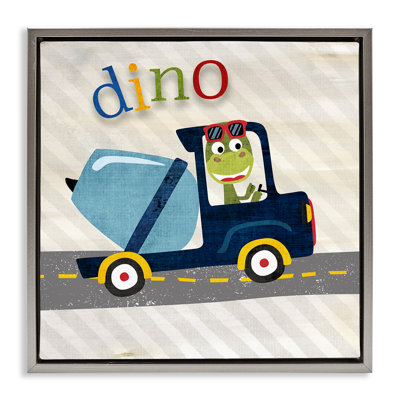Dino dans un camion de construction