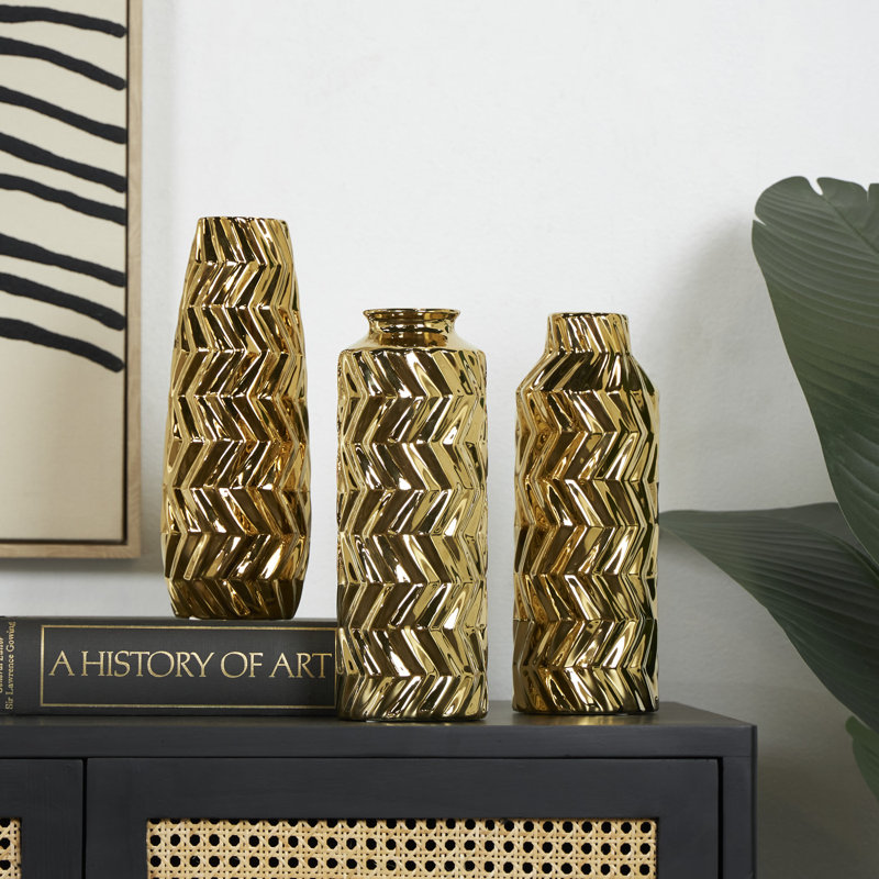 Elvita Ceramic Table Vase, Gold