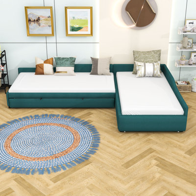 Karesinda Twin Size Upholstered Daybed with Trundle and Drawer