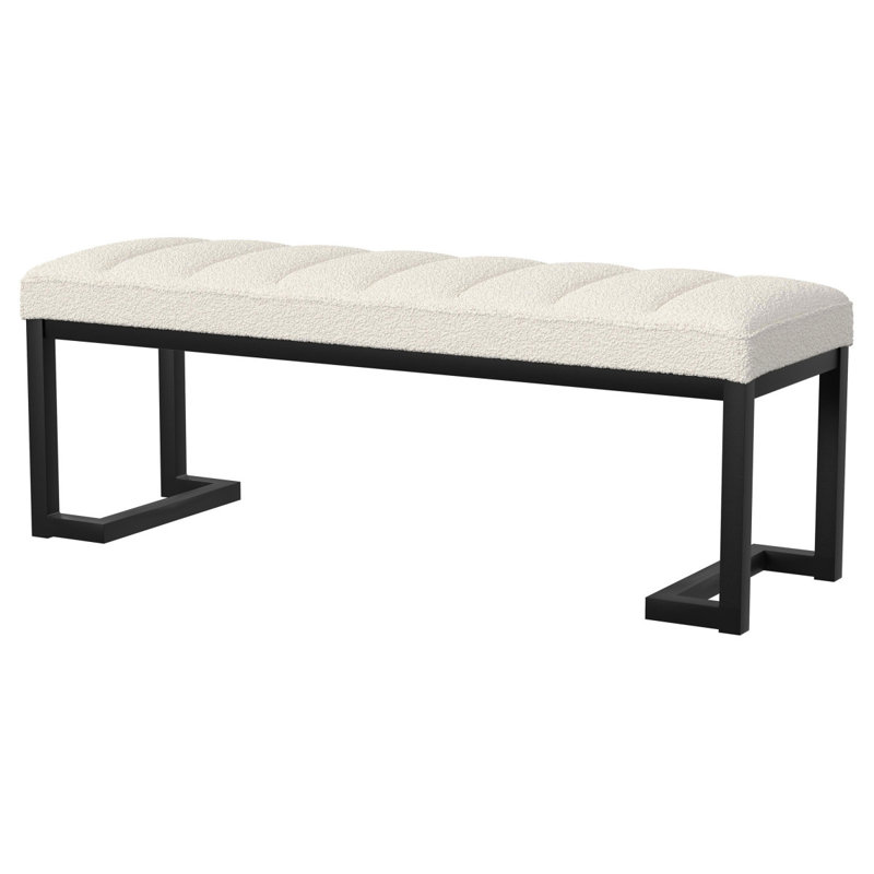 Mira Vanilla Boucle Upholstered Tufted Accent Bench