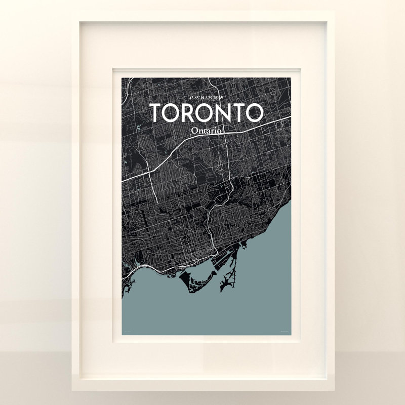 Toronto City Map In Midnight - No Frame Print, 27.6cm H x 19.7cm W x 0.05cm D
