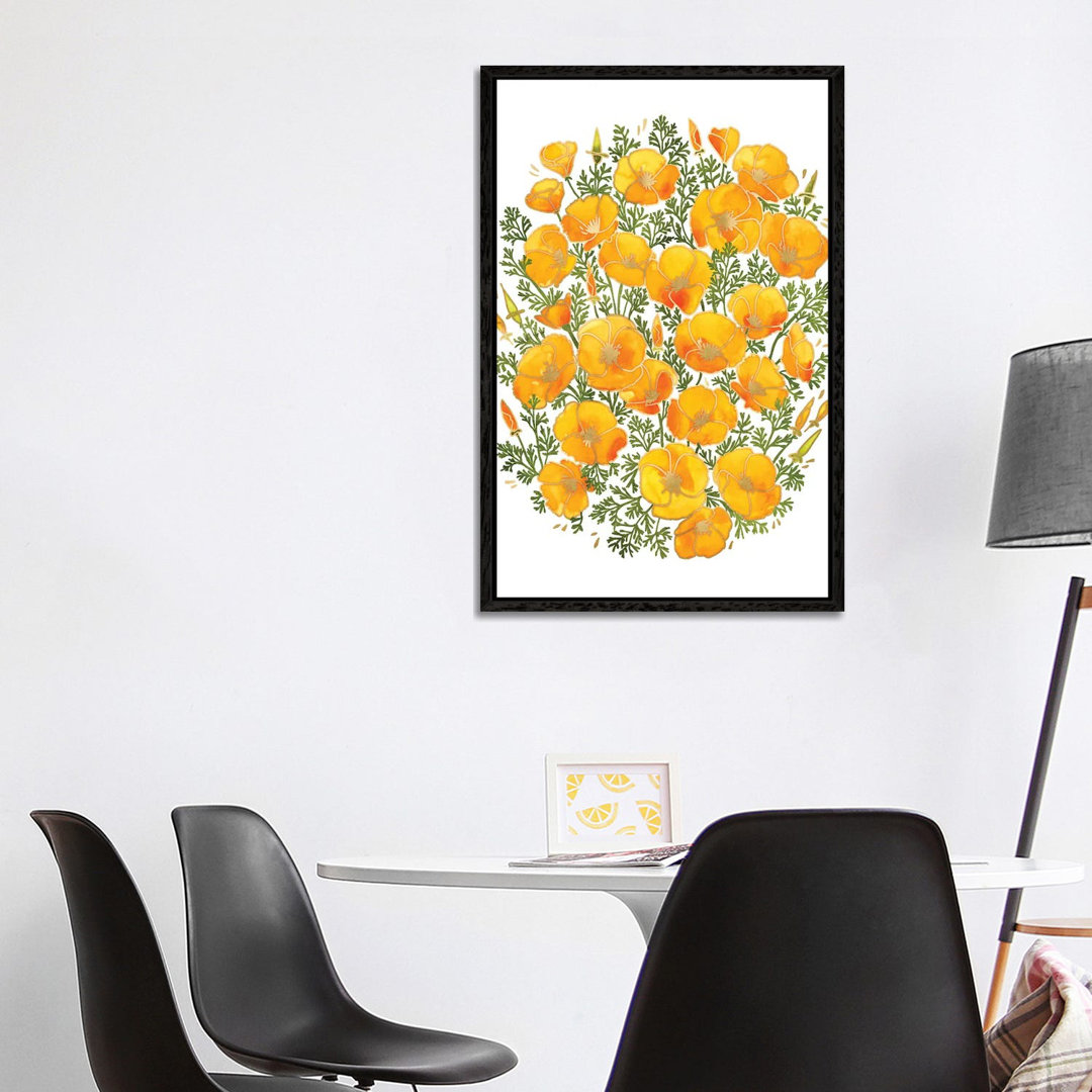 Aquarell Kalifornischer Mohnblumenstrauß von Blursbyai - Galerie-umwickelte Leinwand Giclée