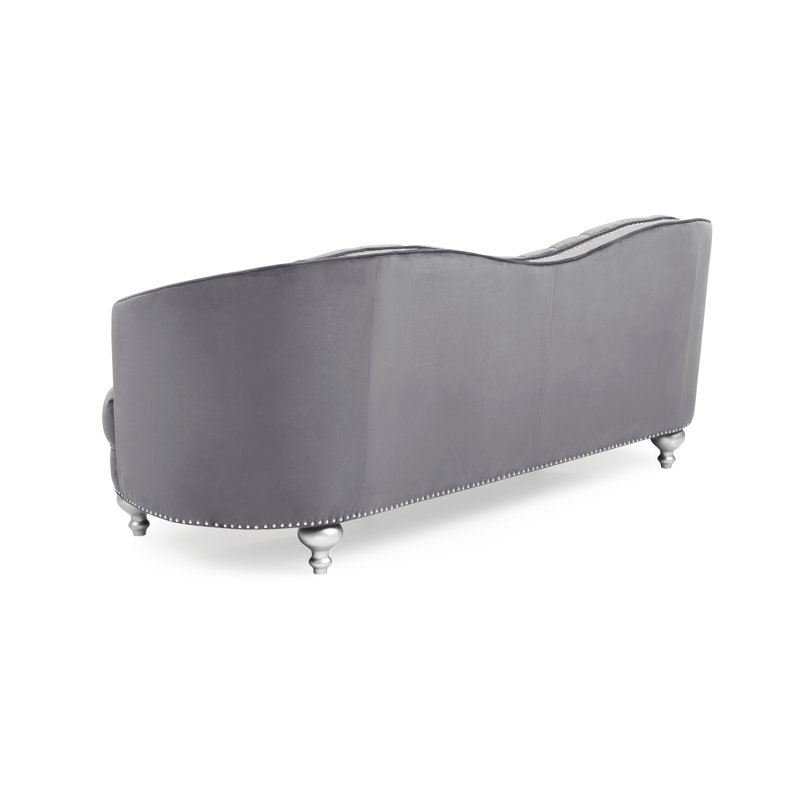 Ernst Recessed Arm Curved Loveseat, Gray, 35"H x 90"W x 37"D