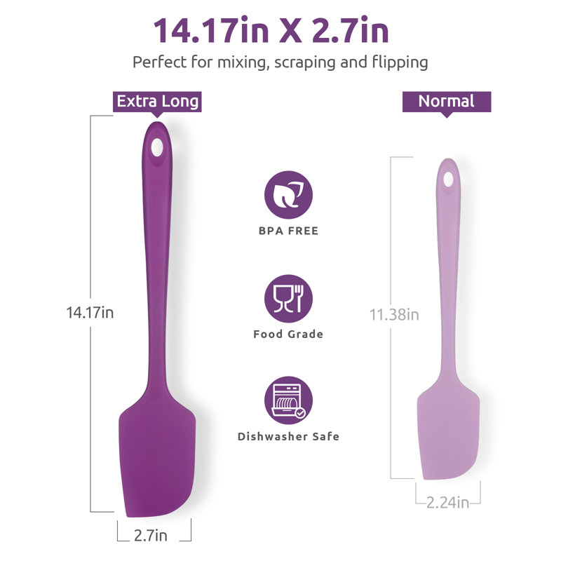 Grande spatule flexible en silicone résistant à la chaleur U-Taste 600ºF pour la cuisson, L 14,17 po x l 2,7 po, Mauve