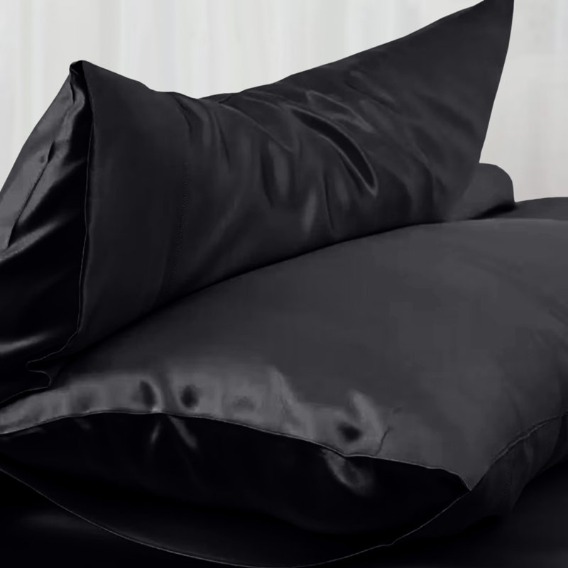 Miko 100% Silk Square Oxford Pillowcase, Black