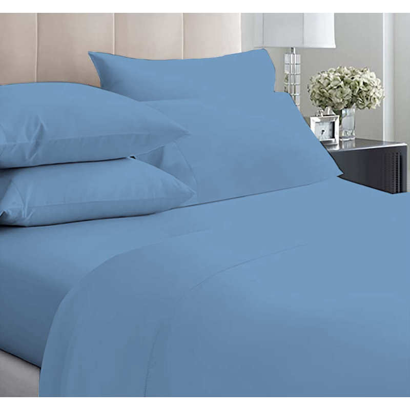 6-Piece Premium Deep Pockets Microfiber Sheet Set, Twin, Light Blue