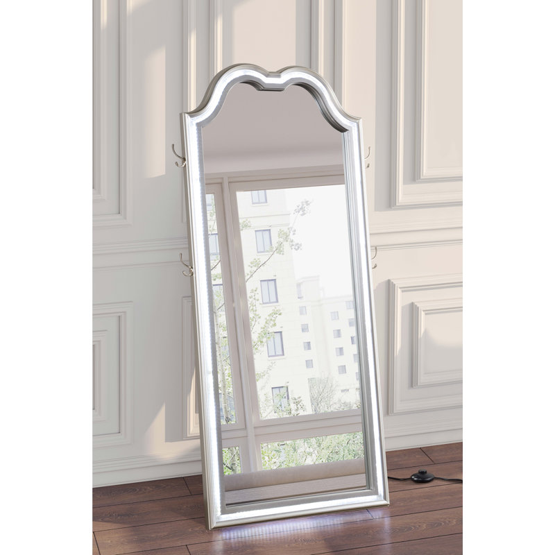 Keyson Full Length LED Light Floor Mirror Silver Oak