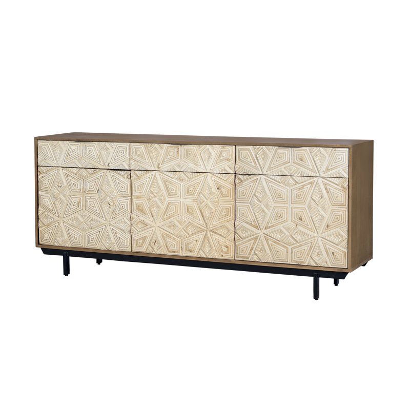 Manheim 182 Cm Wide 3 Drawer Mango Solid Wood Sideboard