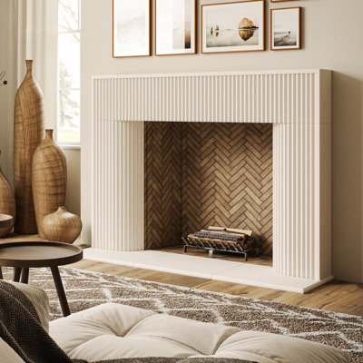 Fluted Cast Stone Mantel With Standard Hearth