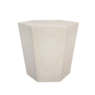 24-Inch Outdoor Side Table, Hexagon Magnesium Oxide Coffee Table for Outdoor Patio, Gardens, Backyards, Farmhouses, Living Rooms, Cream