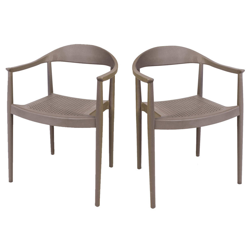 Fauteuil de terrasse empilable, Brun clair