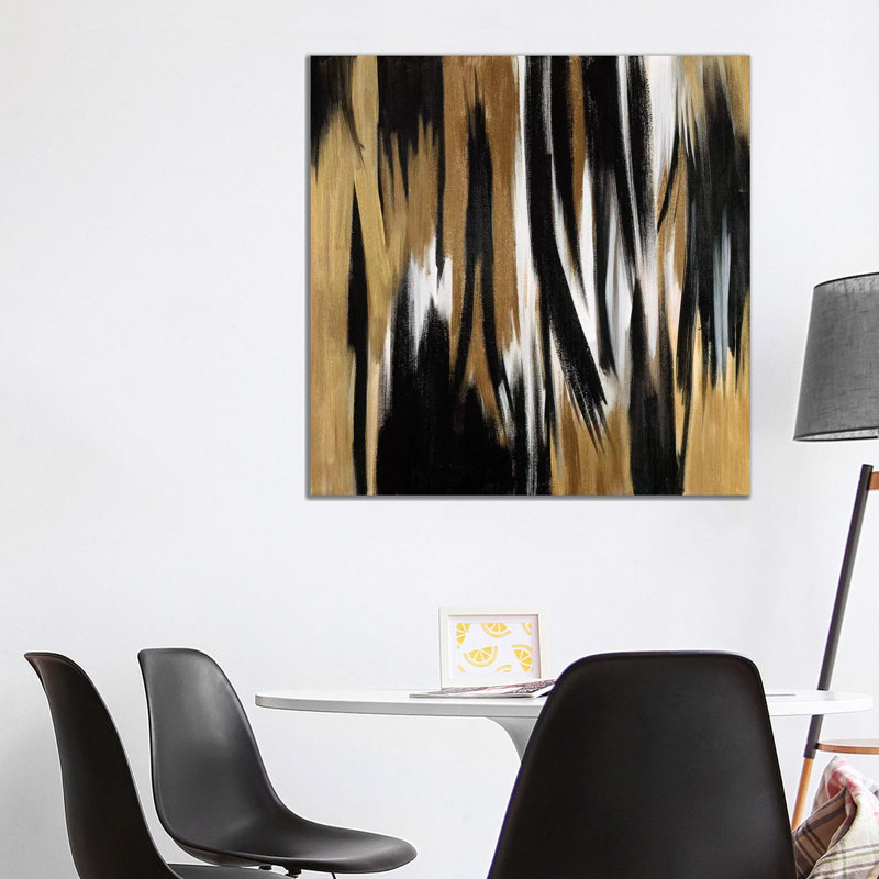 Gold/Black Untitled by Corrie LaVelle - 1 Piece Wrapped Canvas Wall Art, 93.98 cm H x 93.98 cm W x 3.175 cm D