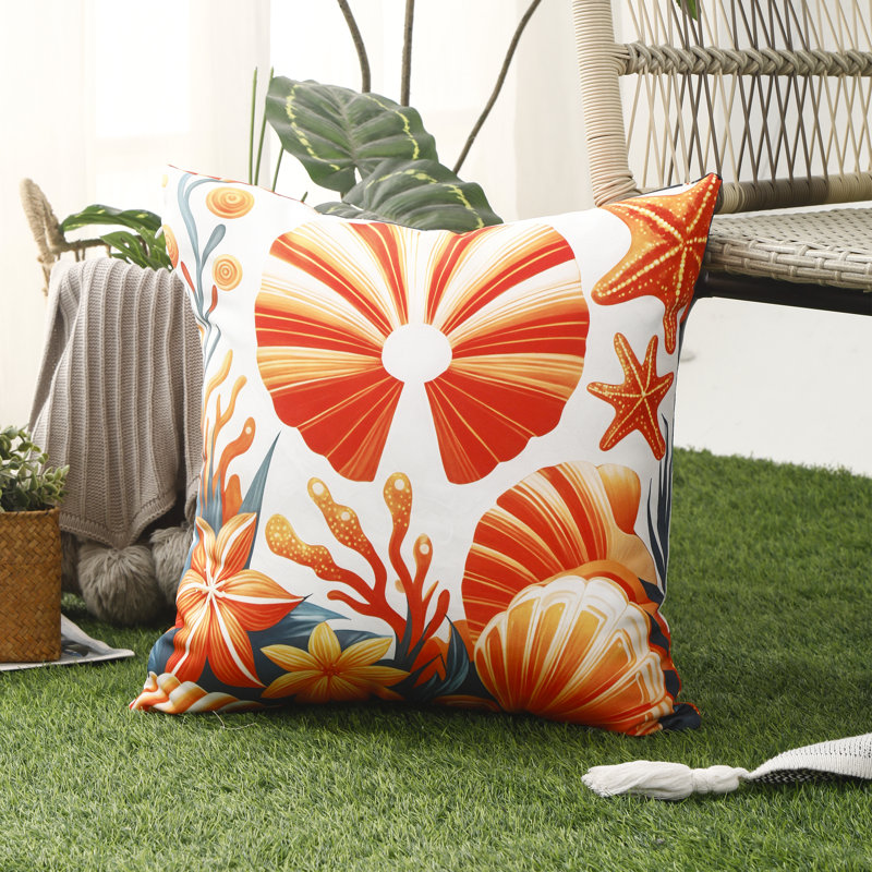 Indoor / Outdoor Animal Print Orange Square Throw Pillow Cover
