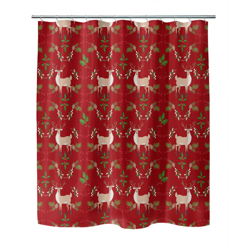 Rideau de douche Botanical Deer, Rouge