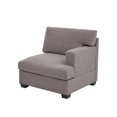 Fauteuil modulaire avec accoudoir droit et coussin en T, canapé en tissu texturé en lin