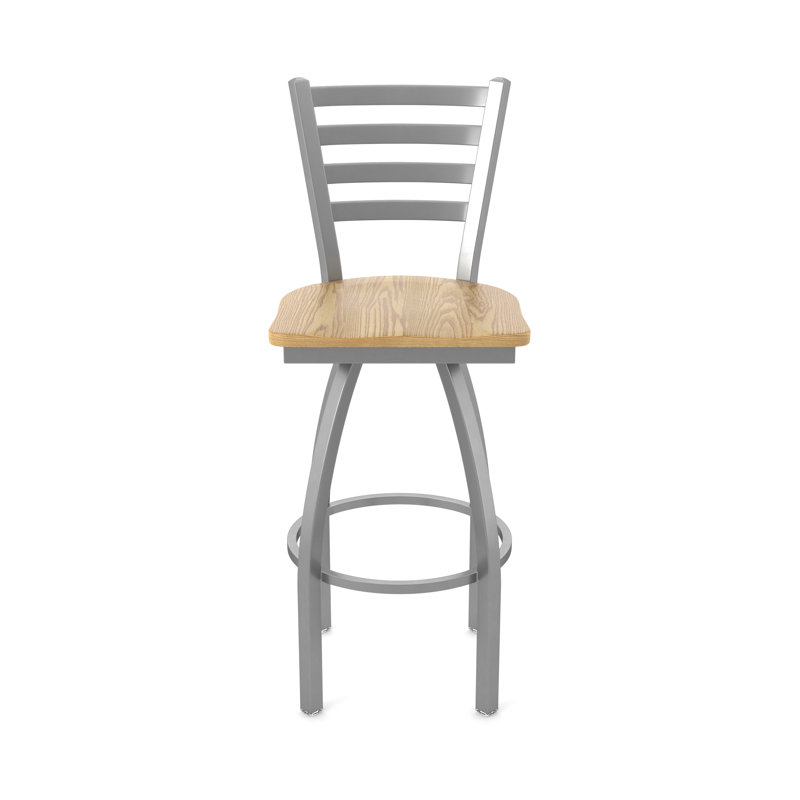 Tabouret pivotant Jackie, Bois - Chêne naturel, Très grand (siège d'une hauteur de 36 po), Acier Inoxydable