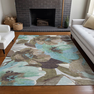 Machine Washable Indoor/Outdoor Claudian ACN1487 Khaki Rug