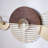 Metal Wall Art with Geometric Circles in Gold and Walnut Grain Finish 51 Inch Wide Wall Accent for Living Room Bedroom or Entryway