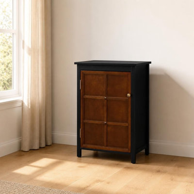 34.2 Inch Tall Mid Century Modern Floor Cabinet, Retro Freestanding Storage Cabinet with Doors and Adjustable Shelf, Multi-Functional Towel Cabinet Accent Console Table for Entryway Hallway Living Room Kitchen Bathroom Garage Home Organization