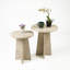 Nest of Tables Set of 2, Round & Square Travertine Effect Faux Stone Side Tables, Space Saving Coffee Table for Living Room