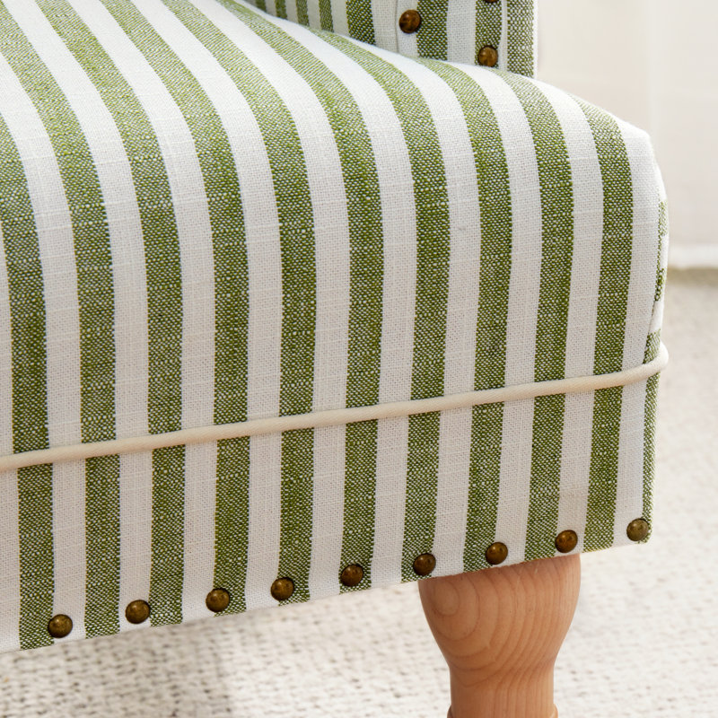 Upholstered Wooden Armchair, Green