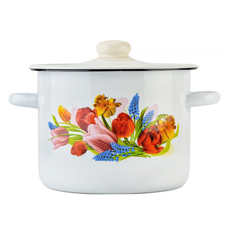 Pot en acier avec couvercle Spring Bouquet, 2,1 pintes