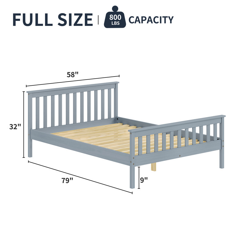 Pine Shaker Bed Full Grey