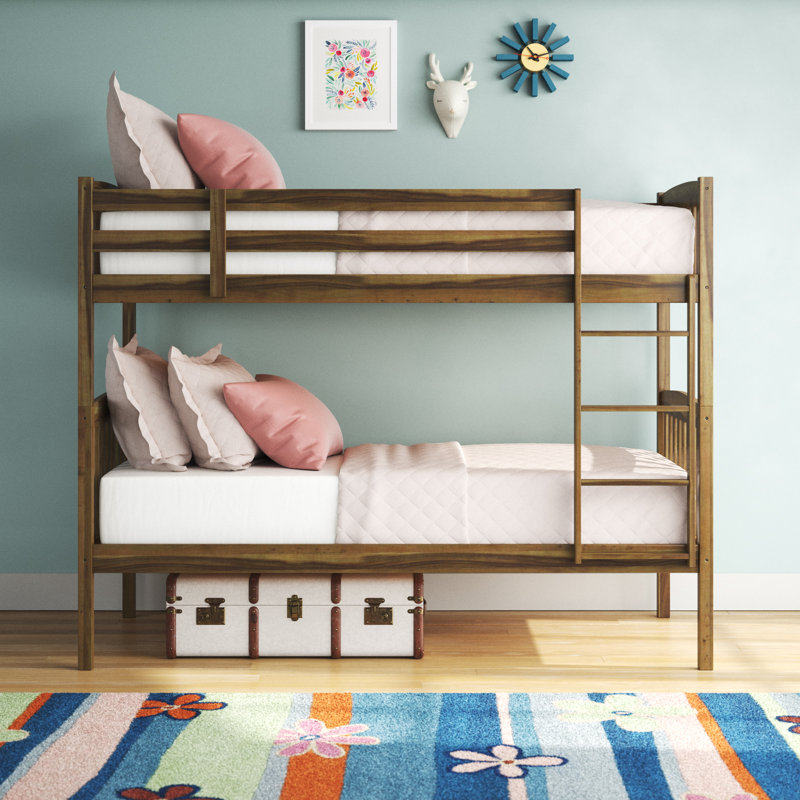 Blumberg Solid Wood Standard Bunk Bed by Viv + Rae, Mattresses Not Included, Rustic Brown, Twin Over Twin